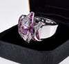 Estate Platinum Ruby Diamond Magen David Ring Designer Signed ATS Size 7 1/2 C.1950