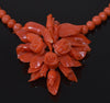 Victorian Salmon Red Coral 14K Gold Necklace Earrings Set C.1860