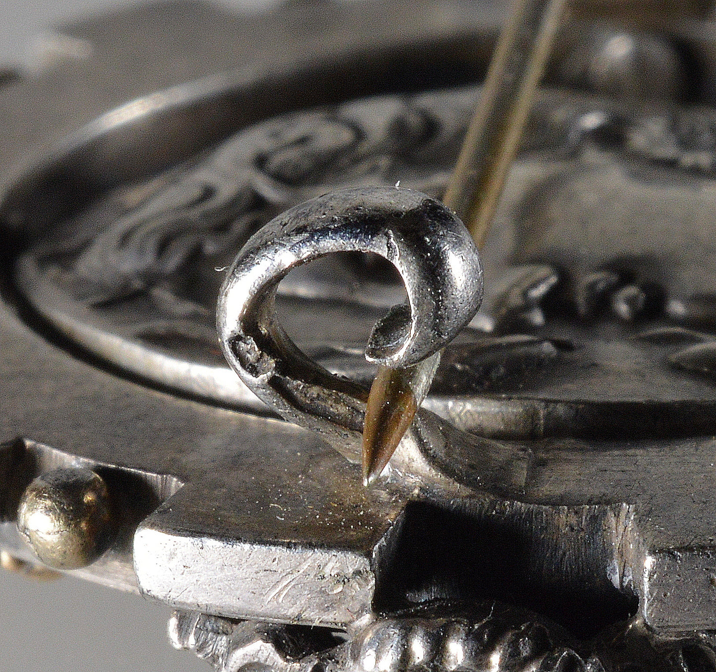 Antique Austro-Hungarian Georg Adam Scheid Silver Spinner Brooch Greek Coin Medallion C.1890
