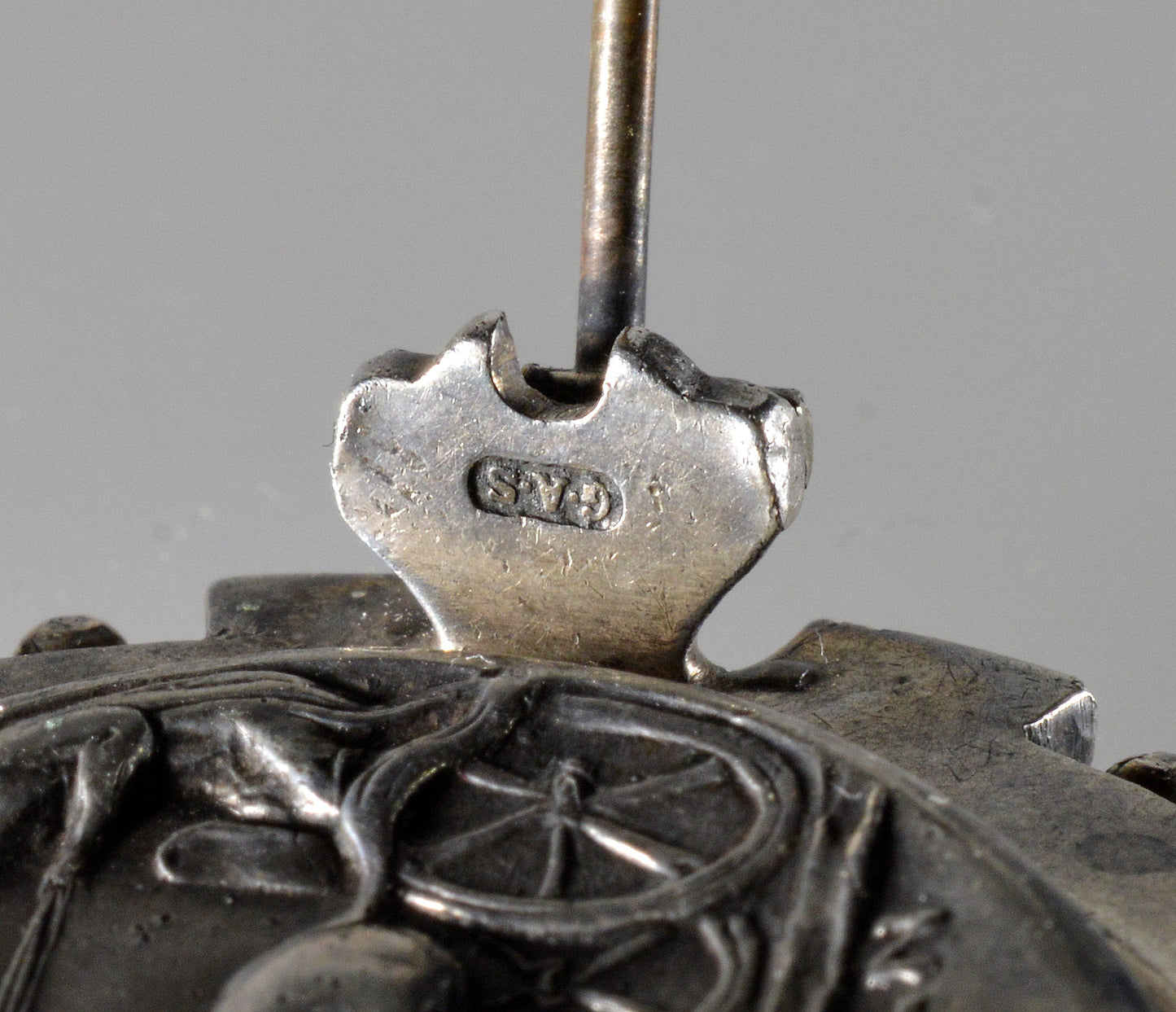 Antique Austro-Hungarian Georg Adam Scheid Silver Spinner Brooch Greek Coin Medallion C.1890