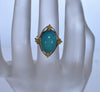 Antique Art Deco 14K Gold Turquoise Ring Size 4 1/4 C.1920