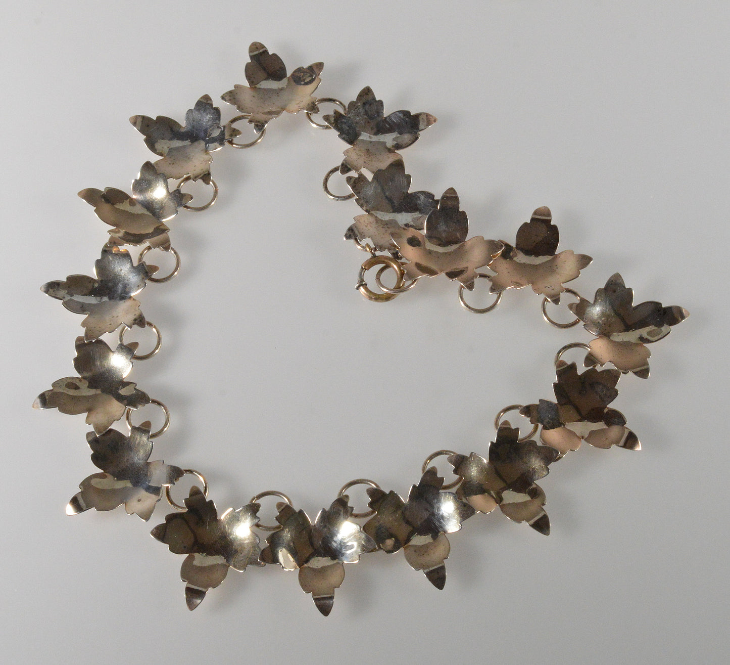 Antique Victorian Sterling Maple Leaves Necklace C.1890