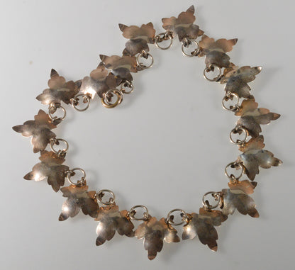 Antique Victorian Sterling Maple Leaves Necklace C.1890