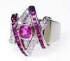 Estate Platinum Ruby Diamond Magen David Ring Designer Signed ATS Size 7 1/2 C.1950