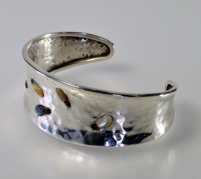 Antique Japanese Shibayama Insect Sterling Cuff Bracelet C.1900