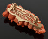 Estate Carved Salmon Coral Roses 14K Brooch Pin C.1930