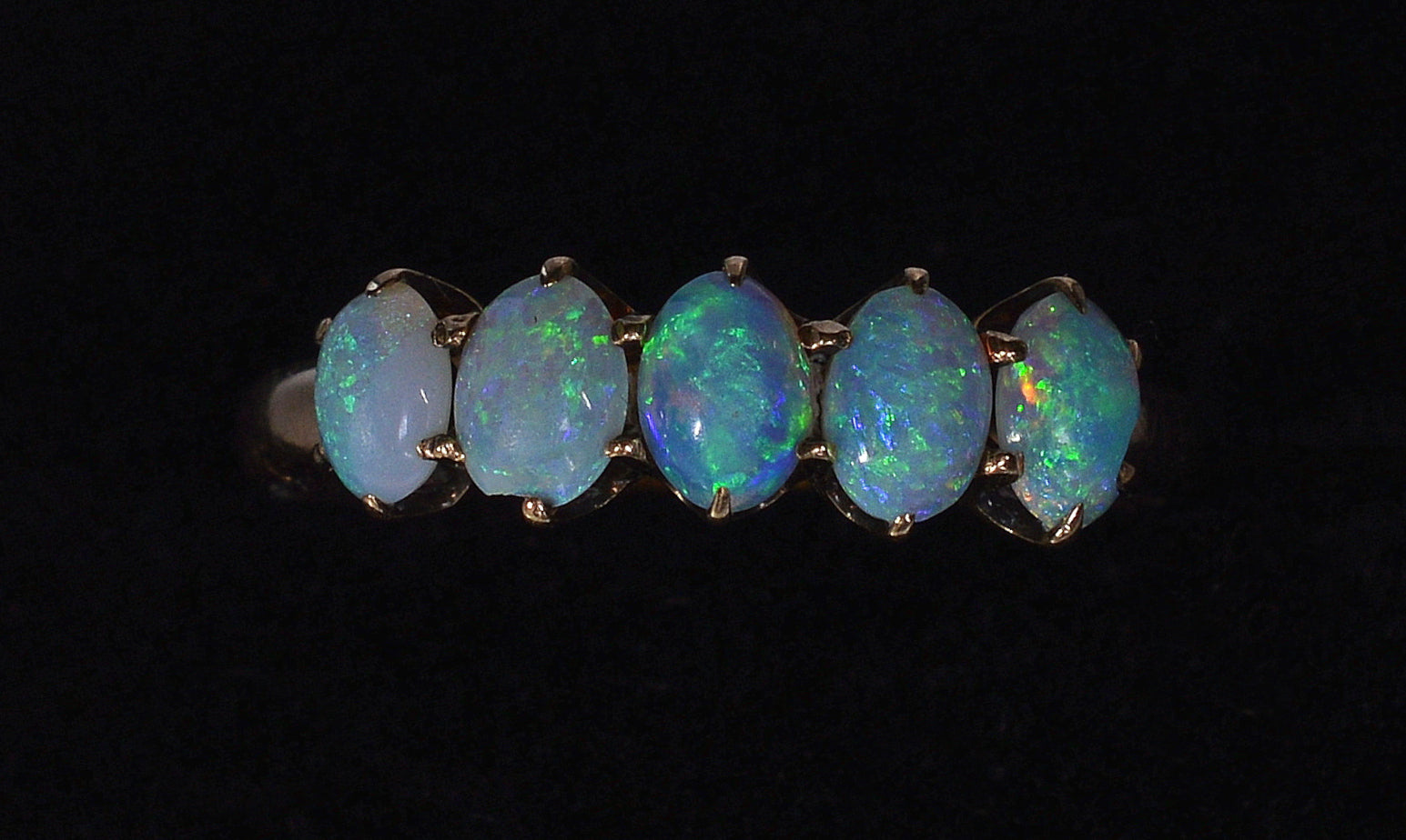 Antique Victorian 10K Gold Australian Opal Ring Size 5 3/4 C.1890