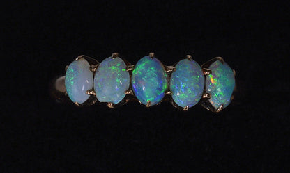 Antique Victorian 10K Gold Australian Opal Ring Size 5 3/4 C.1890