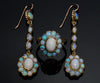 Antique Victorian 9K Gold Opal Earrings Ring Set C.1890