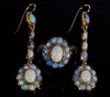 Antique Victorian 9K Gold Opal Earrings Ring Set C.1890