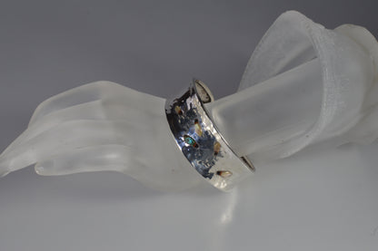 Antique Japanese Shibayama Insect Sterling Cuff Bracelet C.1900