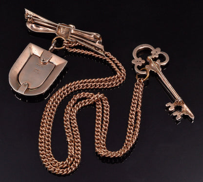 Art Deco Wentz Creation Sterling Double Pin Skeleton Keys Chain C.1930