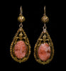 Antique Victorian 14K Gold Coral Cameo Earrings C.1840
