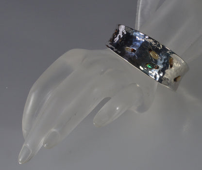 Antique Japanese Shibayama Insect Sterling Cuff Bracelet C.1900