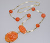 Antique Art Deco 14K Gold Carnelian Chain Necklace C.1920
