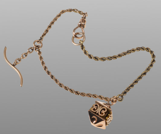 Antique Victorian 14K Gold Lantern Fob Chain Bracelet C.1890