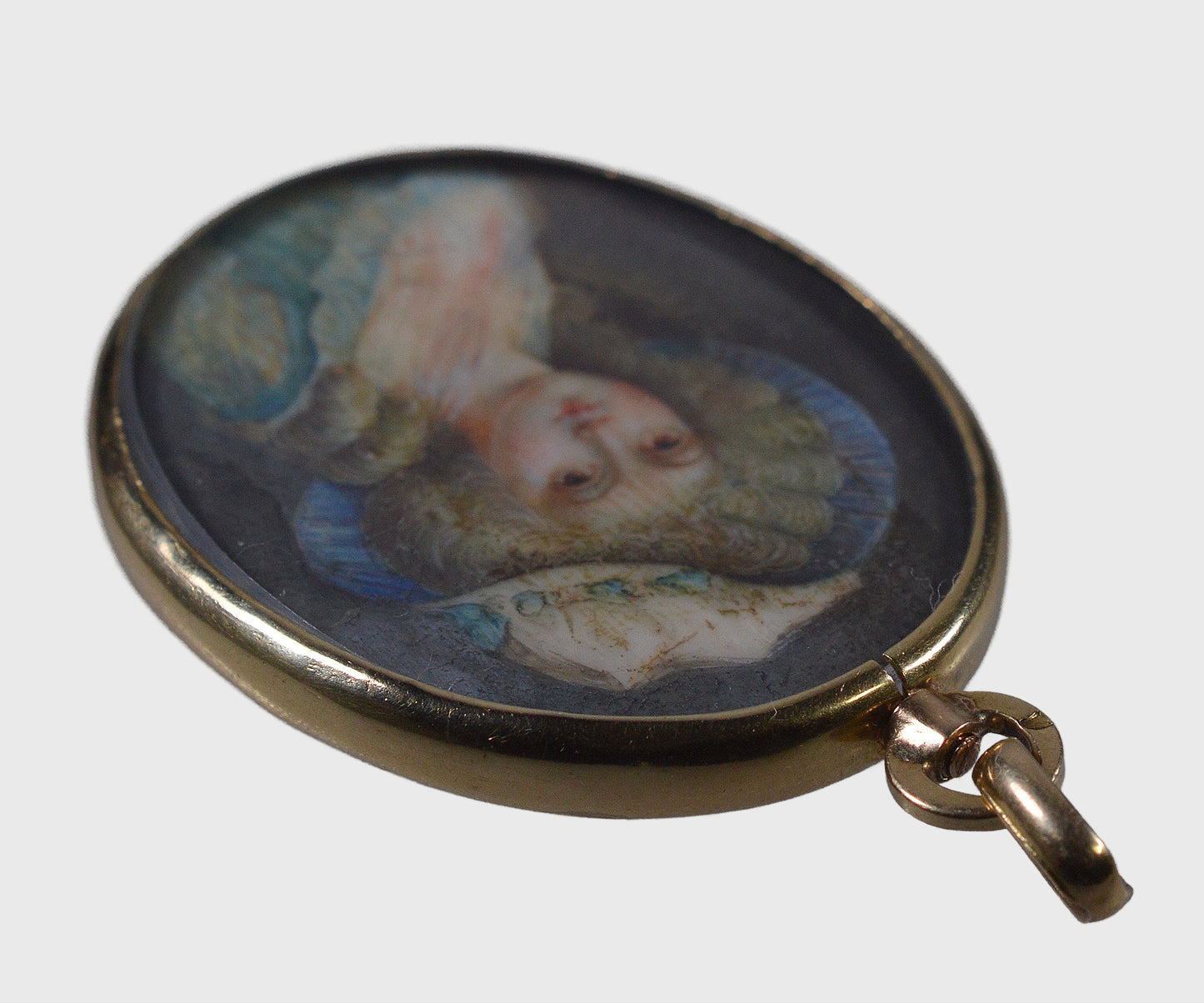 Antique French 18K Gold Miniature Portrait Pendant C.1840