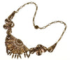 Antique Victorian Necklace Crystal Enamel Filigree Brass C.1880