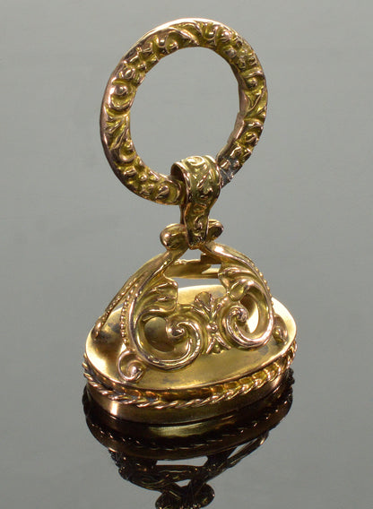 Antique Georgian 10K Gold Seal Watch Fob Charm Pendant C.1820