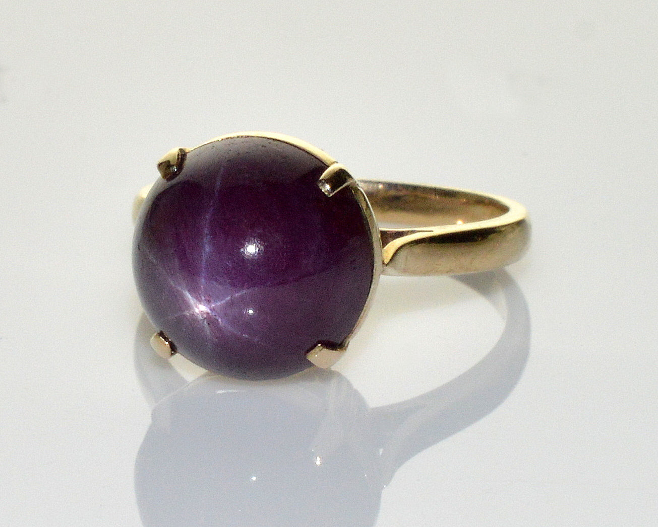 Estate Purple Star Sapphire 14K Gold Ring Size 5 3/4 C.1900
