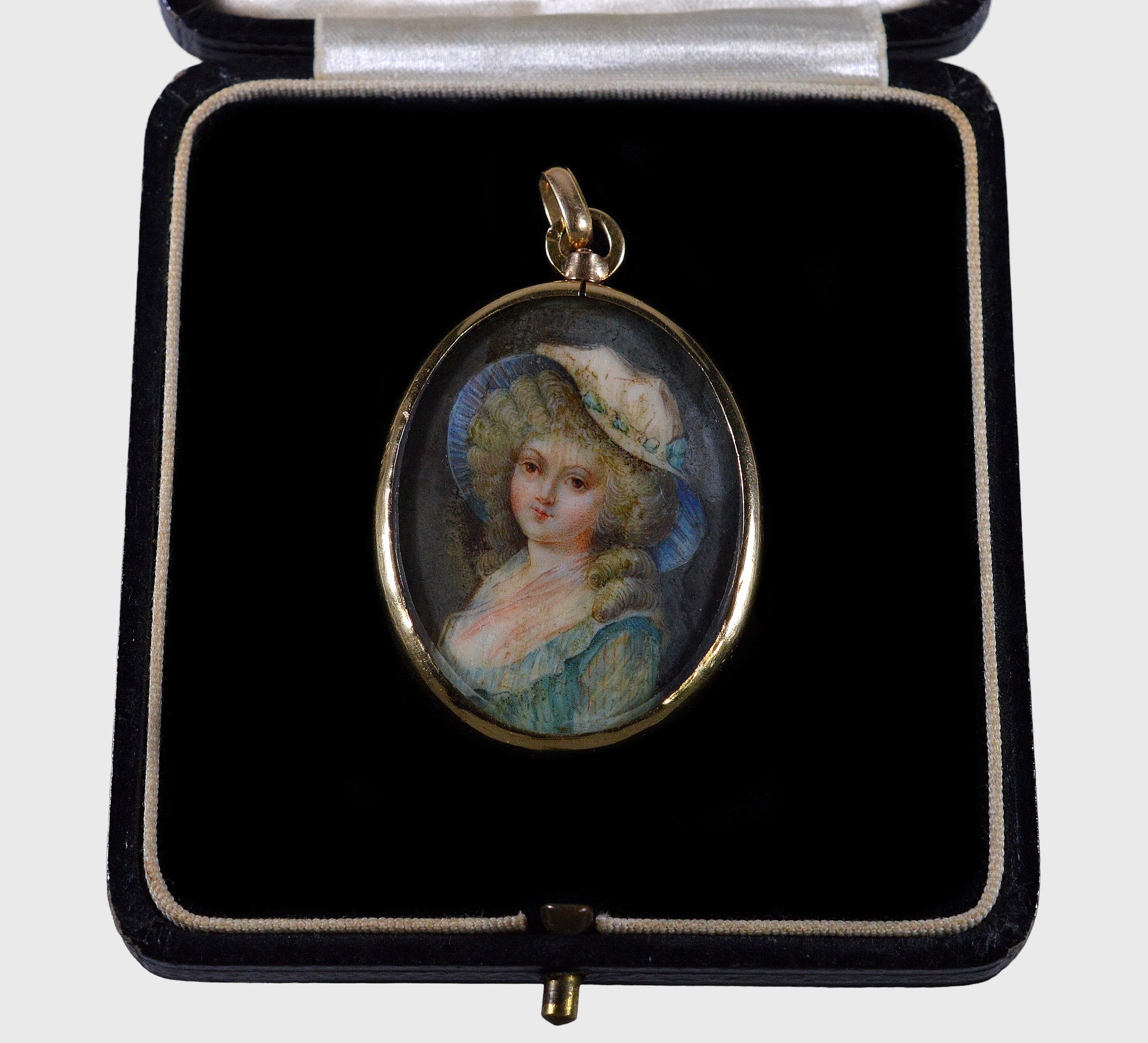 Antique French 18K Gold Miniature Portrait Pendant C.1840