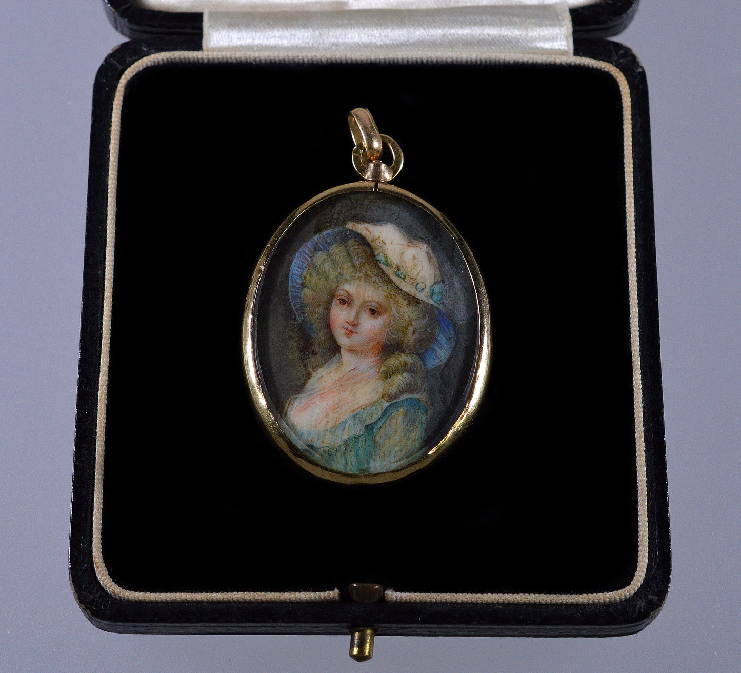 Antique French 18K Gold Miniature Portrait Pendant C.1840