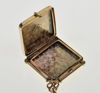 Victorian 10K Gold Hand Sapphire Locket Pendant C.1890
