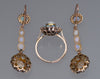 Antique Victorian 9K Gold Opal Earrings Ring Set C.1890