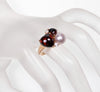Mimi Milano 18K Gold Double Heart Garnet Ring Size 7 1/2
