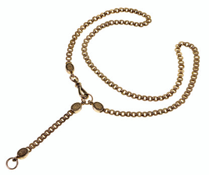 Antique Victorian 10K Gold Fancy Link Necklace Old Dog Clip Clasp C.1860