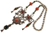 Antique Tibetan Silver Coral Turquoise Necklace Late Qing C.1880