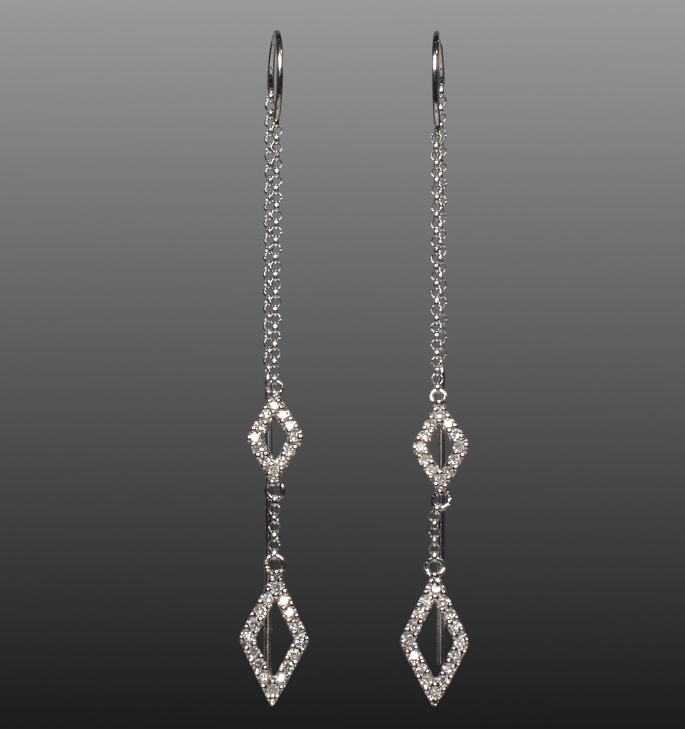 Designer 14K White Gold Diamond Threader Bar Earrings from Neiman Marcus