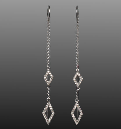 Designer 14K White Gold Diamond Threader Bar Earrings from Neiman Marcus