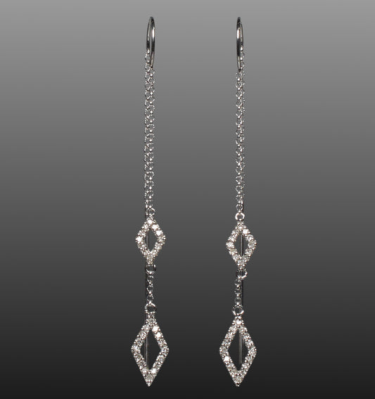 Designer 14K White Gold Diamond Threader Bar Earrings from Neiman Marcus