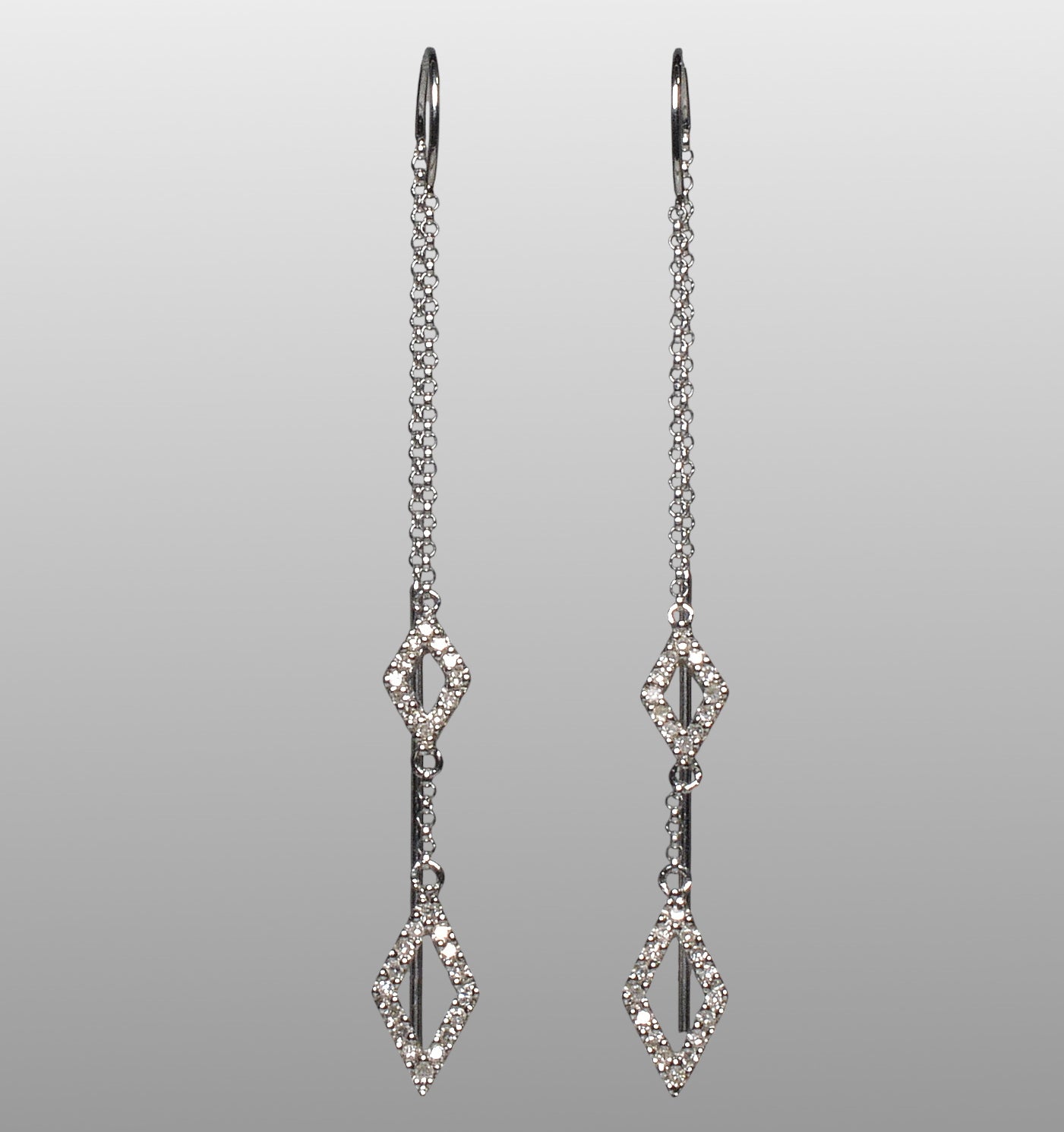 Designer 14K White Gold Diamond Threader Bar Earrings from Neiman Marcus