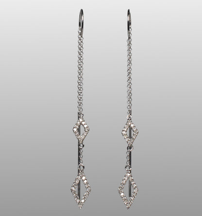 Designer 14K White Gold Diamond Threader Bar Earrings from Neiman Marcus