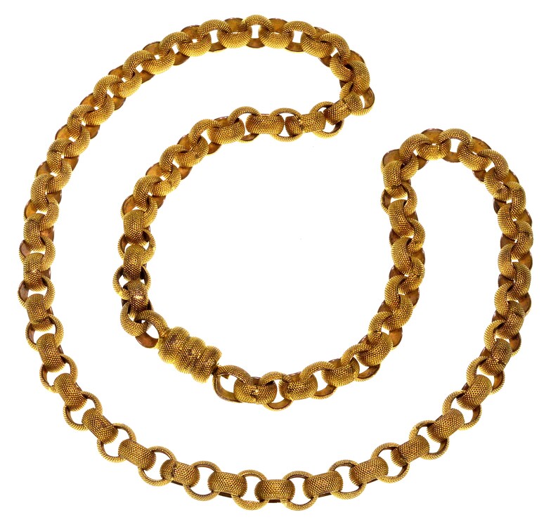 Antique Georgian Textured Pinchbeck Chain Necklace C.1790