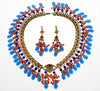 Miriam Haskell by Larry Vrba Egyptian Revival Necklace Earrings C.1970