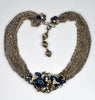 Miriam Haskell By Frank Hess Sapphire Glass Multi Chain Necklace Choker C.1930
