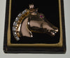 Retro 18K Gold Platinum Diamond Ruby Horse Head Pendant C.1930