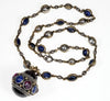 Antique Victorian 18K Gold Sterling Ruby Sapphire Garnet Necklace C.1890