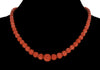 Antique Art Deco Carved Red Momo Coral Bead Necklace C.1920