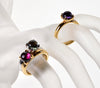 Bucherer 18K Gold Stackable Ring Set Amethyst Rhodolite Quartz Size 7 3/4