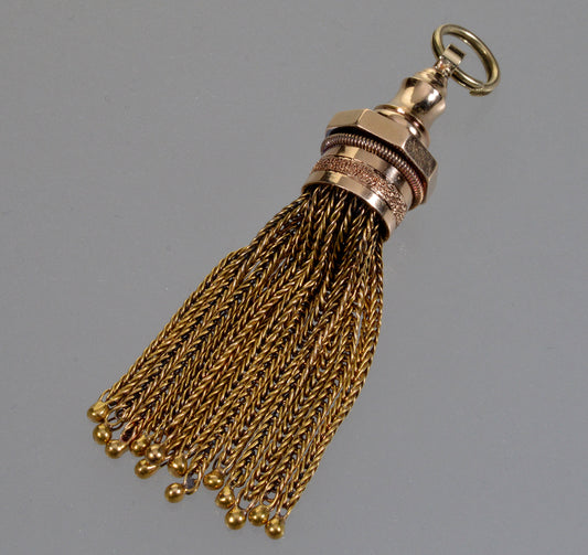 Antique Victorian 14K Gold Tassel Pendant Split Ring C.1890 003734