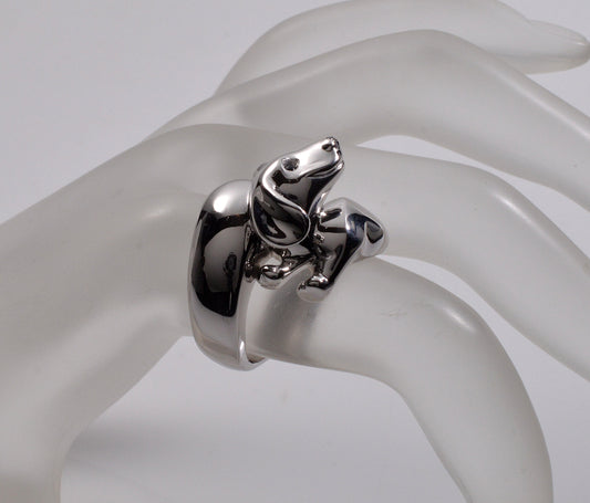 Chopard Dachshund Dog 18K White Gold Ring Size 7 Certificate