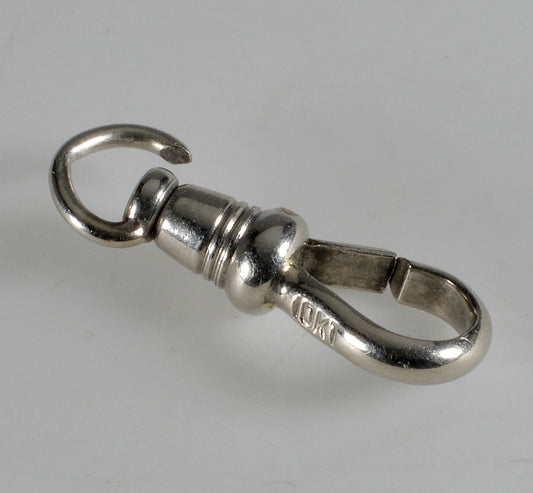 Victorian 10K White Gold Dog Clip Clasp For Albert Chain 0398