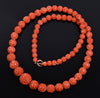 Antique Art Deco Carved Red Momo Coral Bead Necklace C.1920