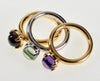 Bucherer 18K Gold Stackable Ring Set Amethyst Rhodolite Quartz Size 7 3/4