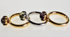 Bucherer 18K Gold Stackable Ring Set Amethyst Rhodolite Quartz Size 7 3/4