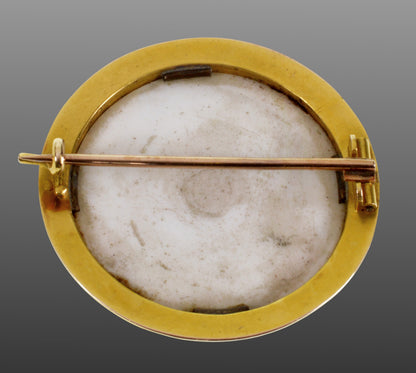 Antique Victorian 18K Baby Portrait Brooch Pin Porcelain Enamel Miniature C.1860